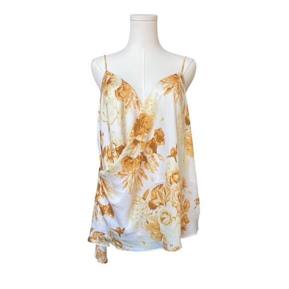Express Floral Tank Top XL NWT Faux Wrap Flowy V Neck Coquette Office Fairy - Picture 1 of 12